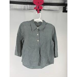Margaret Howell Linen Button Front Blouse Women's 6 Gray Minimalist Boxy Top